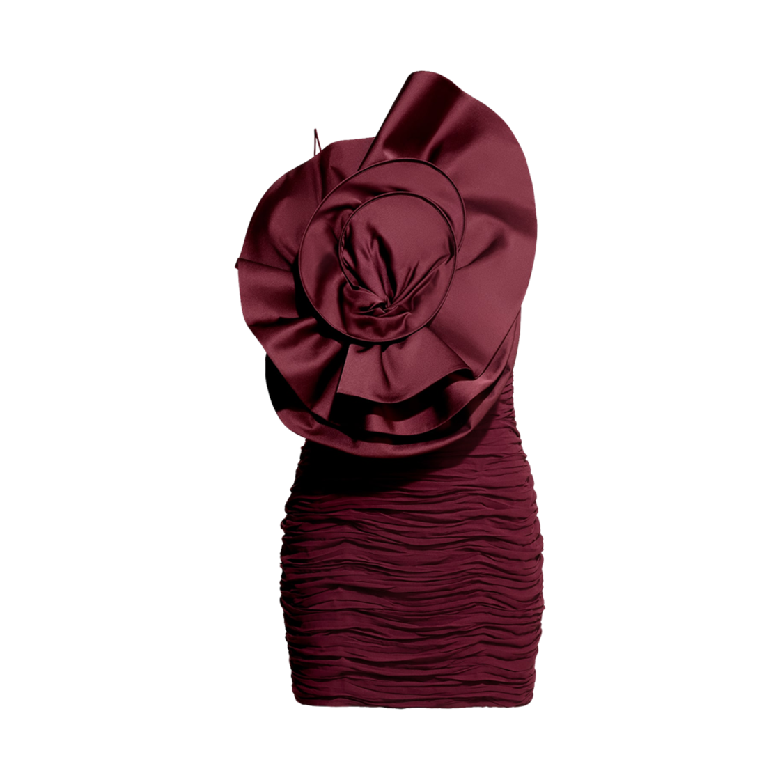 (W) 에이치앤엠 x 막다 부트림 로즈 아플리케 개더드 드레스 버건디((W) H&M x Magda Butrym Rose Applique Gathered Dress Burgundy)