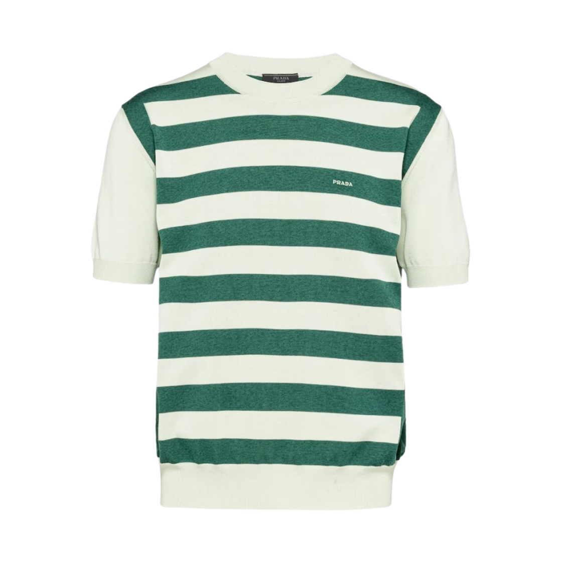UMB542-12S8-F0ZBD Prada Silk and Cotton Crewneck Sweater Mint Green Emerald Green