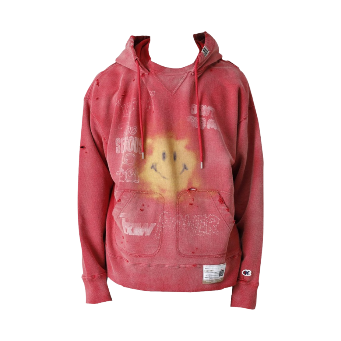 메종 미하라 야스히로 디스트레스 후드 레드(Maison Mihara Yasuhiro Distressed Hoodie Red) - 1