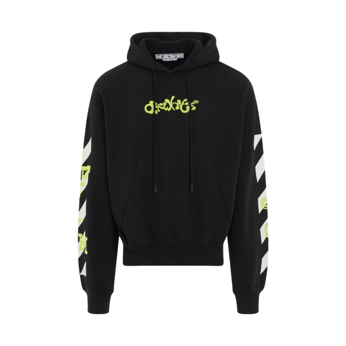 오프화이트 오퍼사이트 애로우 박시 후드 블랙 라임(Off-White Opposite Arrow Boxy Hoodie Black Lime) - 2