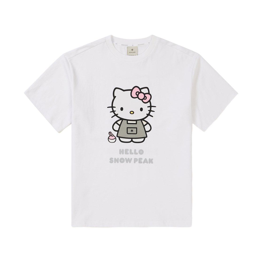 (W) 스노우피크 x 헬로 키티 키치 숏슬리브 티셔츠 화이트((W) Snow Peak x Hello Kitty kitsch Short Sleeve T-Shirt White)