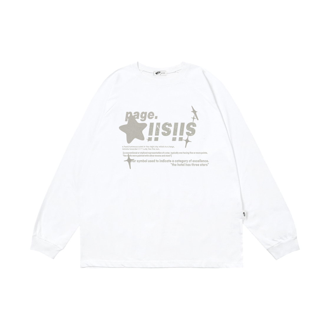 P242LS019WH pagesiisii Cream Chrome Siisii Stars Print Overfit Long Sleeve White