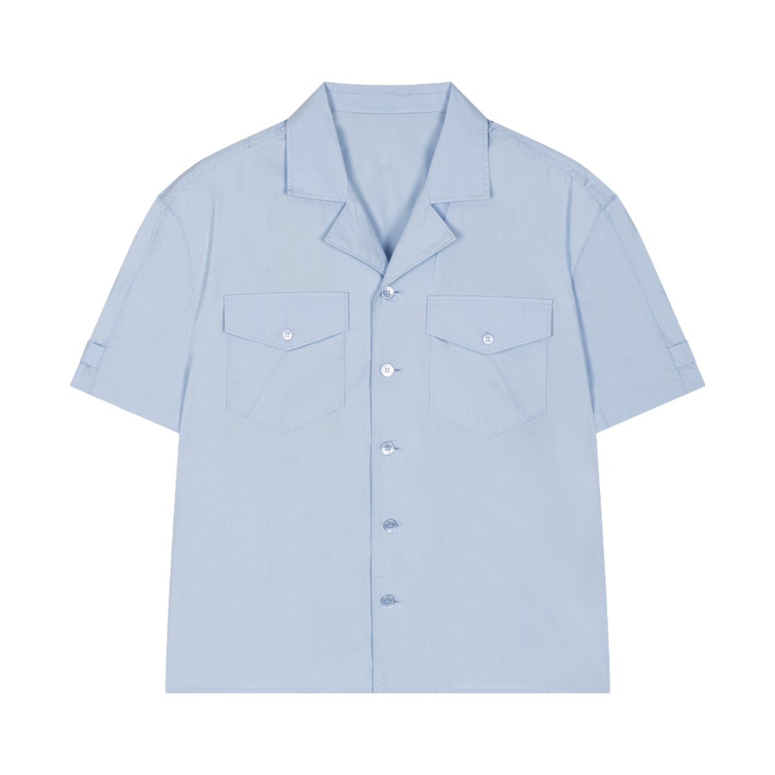 Waviness25237 Waviness Frame Two Pocket Half Shirts Sky Blue