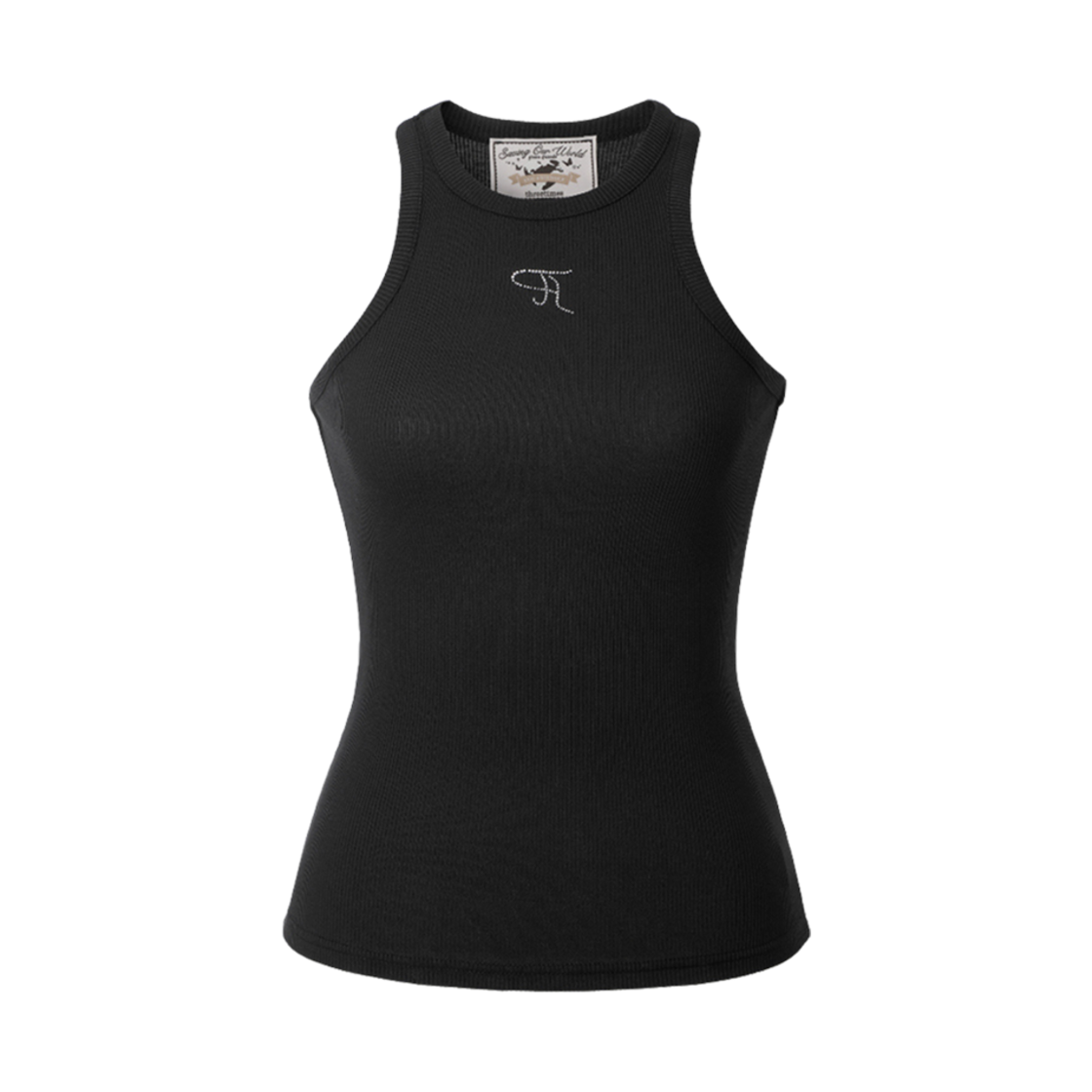(W) 쓰리타임즈 쥬얼리 탱크 탑 롱 렝스 블랙((W) Threetimes Jewel Tank Top Long Length Black)