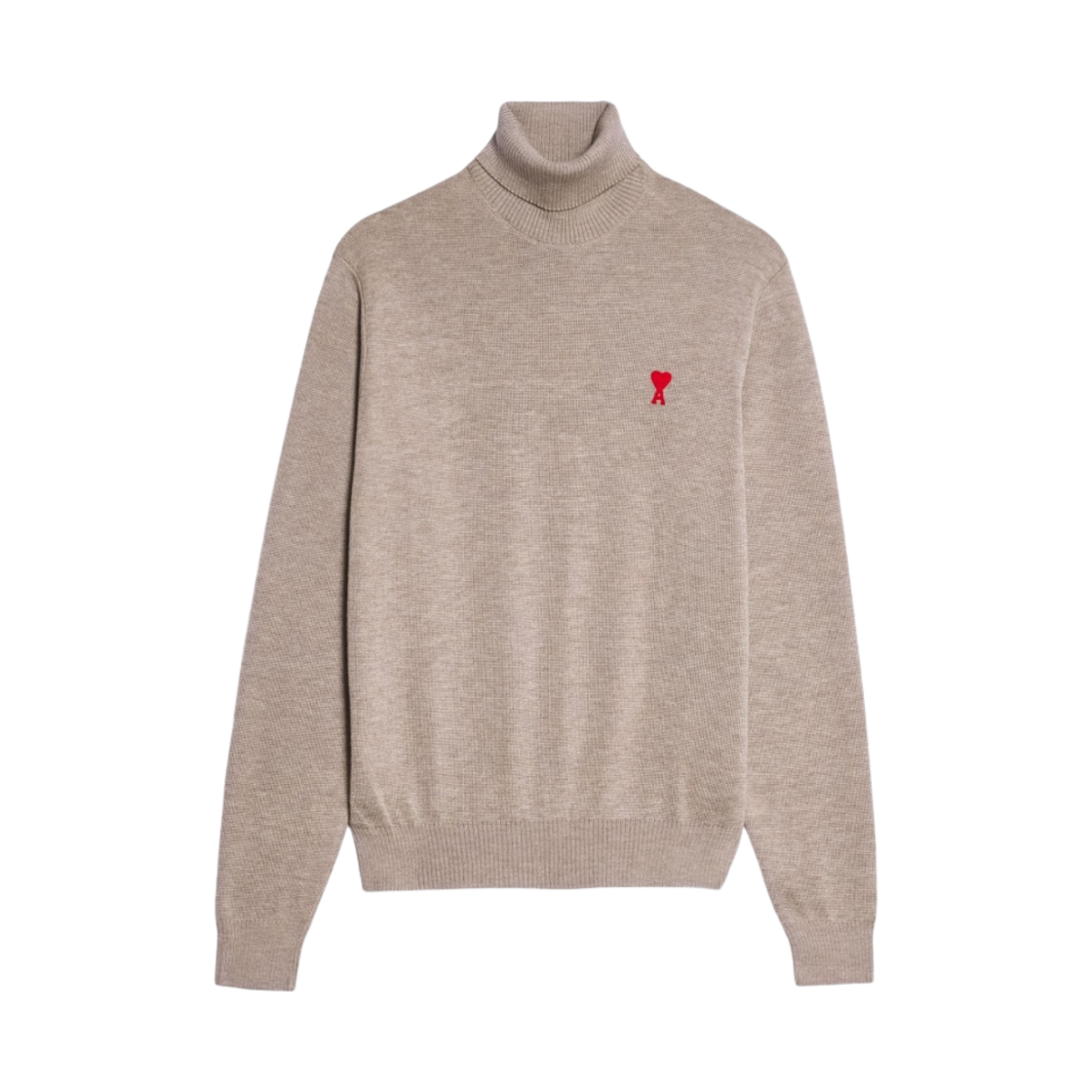 아미 스몰 하트 로고 터틀넥 스웨터 베이지