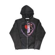 The Museum Visitor Heart Sprayed Half Emblem Zip-Up Hoody Charcoal - 22FW