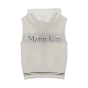 (W) Matin Kim Hoody Point Logo Knit Vest Ivory