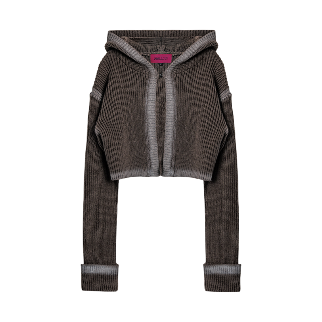 멜로우 스프레이 후드 니트 가디건 브라운(MELLOW Spray Hood Knit Cardigan Brown)