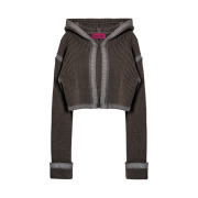 MELLOW Spray Hood Knit Cardigan Brown