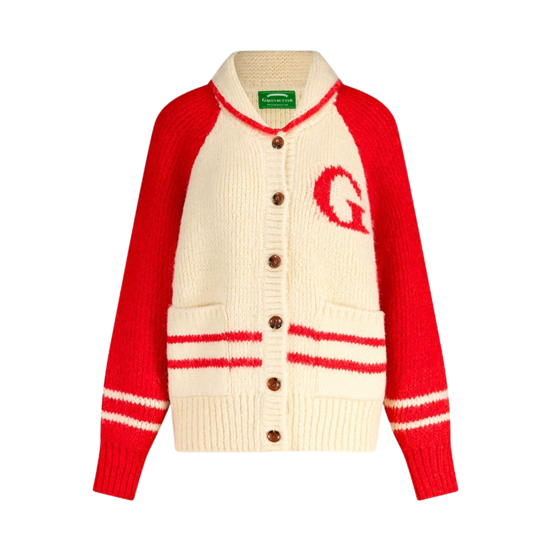 그린버터 우먼 스타디움 지 코위찬 가디건 레드