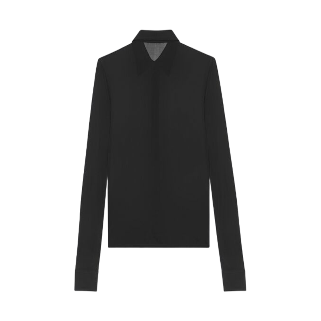(W) 생로랑 셔츠 크레페 저지 블랙((W) Saint Laurent Shirt In Crepe Jersey Black) - 2