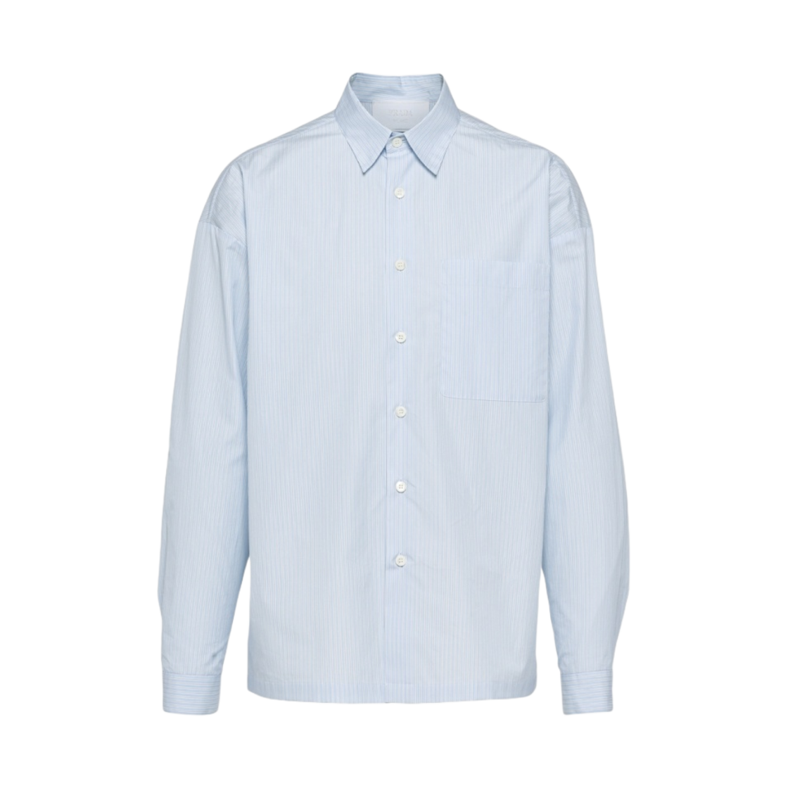프라다 코튼 셔츠 화이트 스카이 블루 블루(Prada Cotton Shirt White Sky Blue Blue) - 1