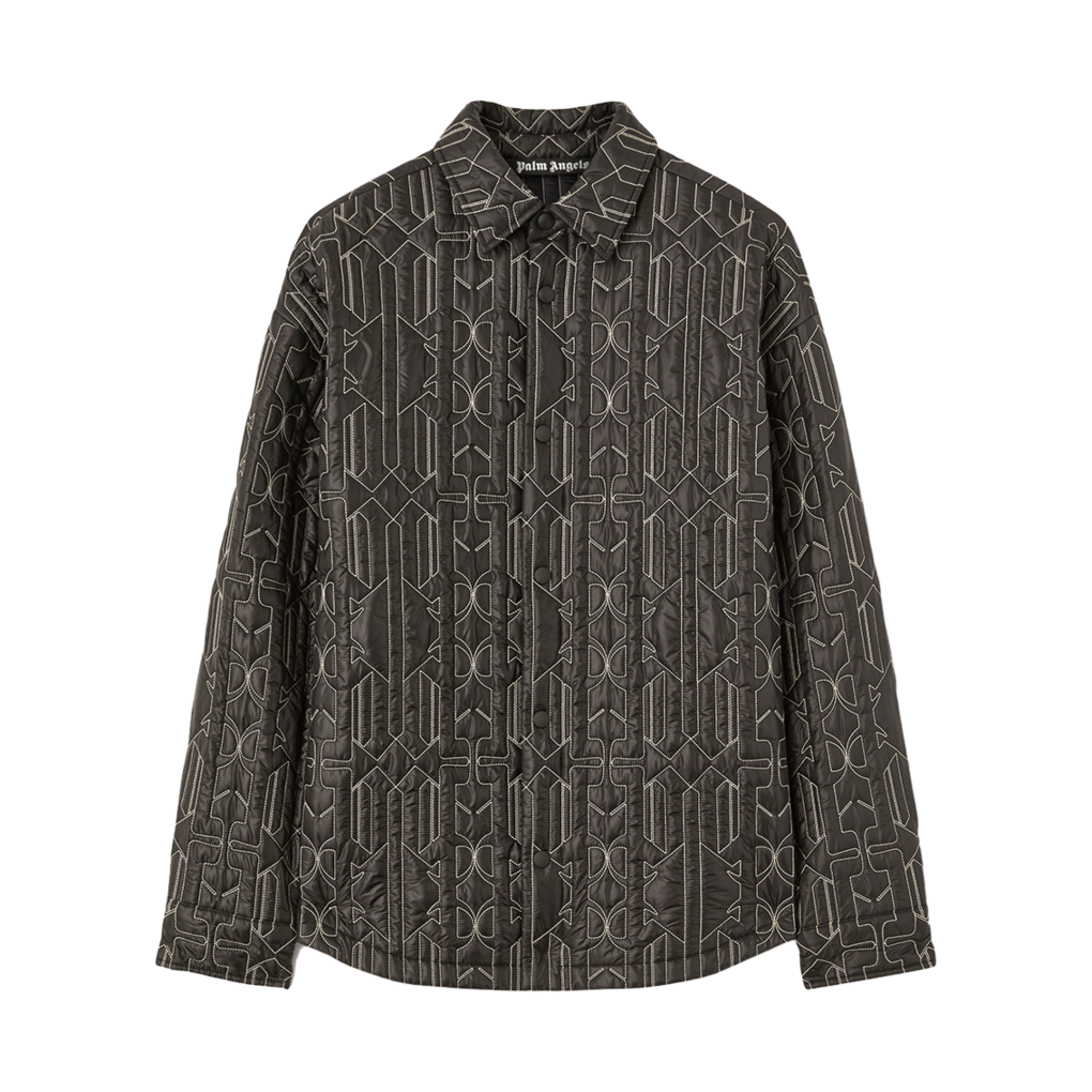 팜엔젤스 올 모노그램 퀼티드 오버셔츠 블랙