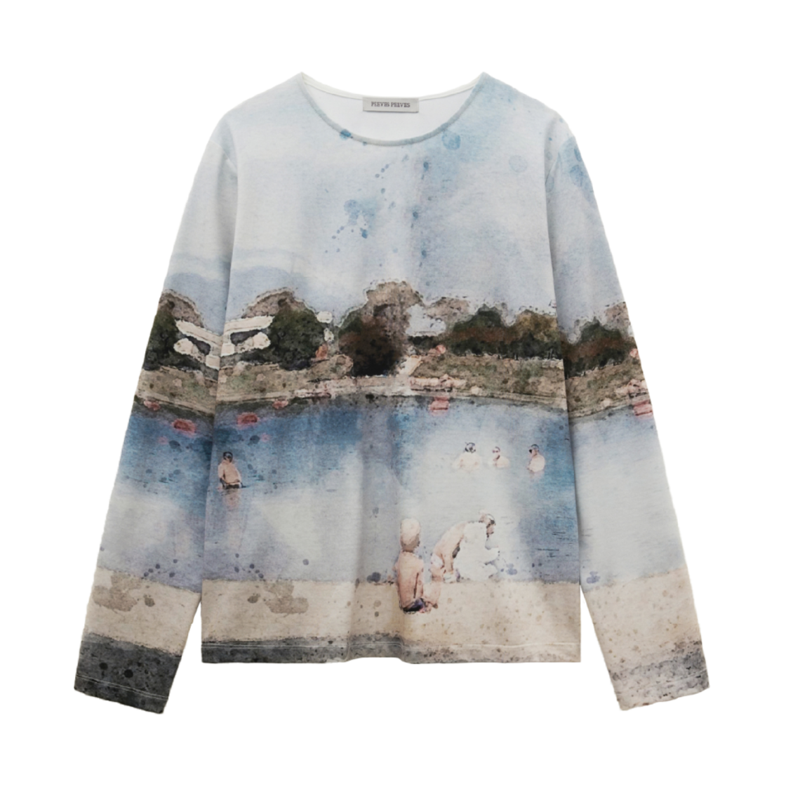PV25STS003BLF Peeves Peeves Donau Watercolor Long Sleeve Top Blue