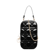 Dior Lady Phone Holder Black Patent Cannage Calfskin