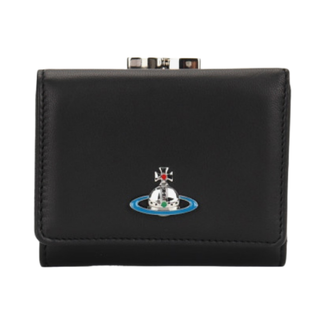 51010018-L001L-N403 Vivienne Westwood Nappa Leather Small Frame Wallet Black