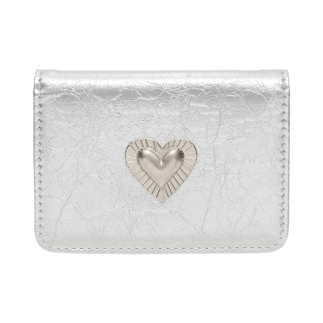 L08E4170409 Le Masque Pie Heart Photo Slot Card Card Wallet Silver