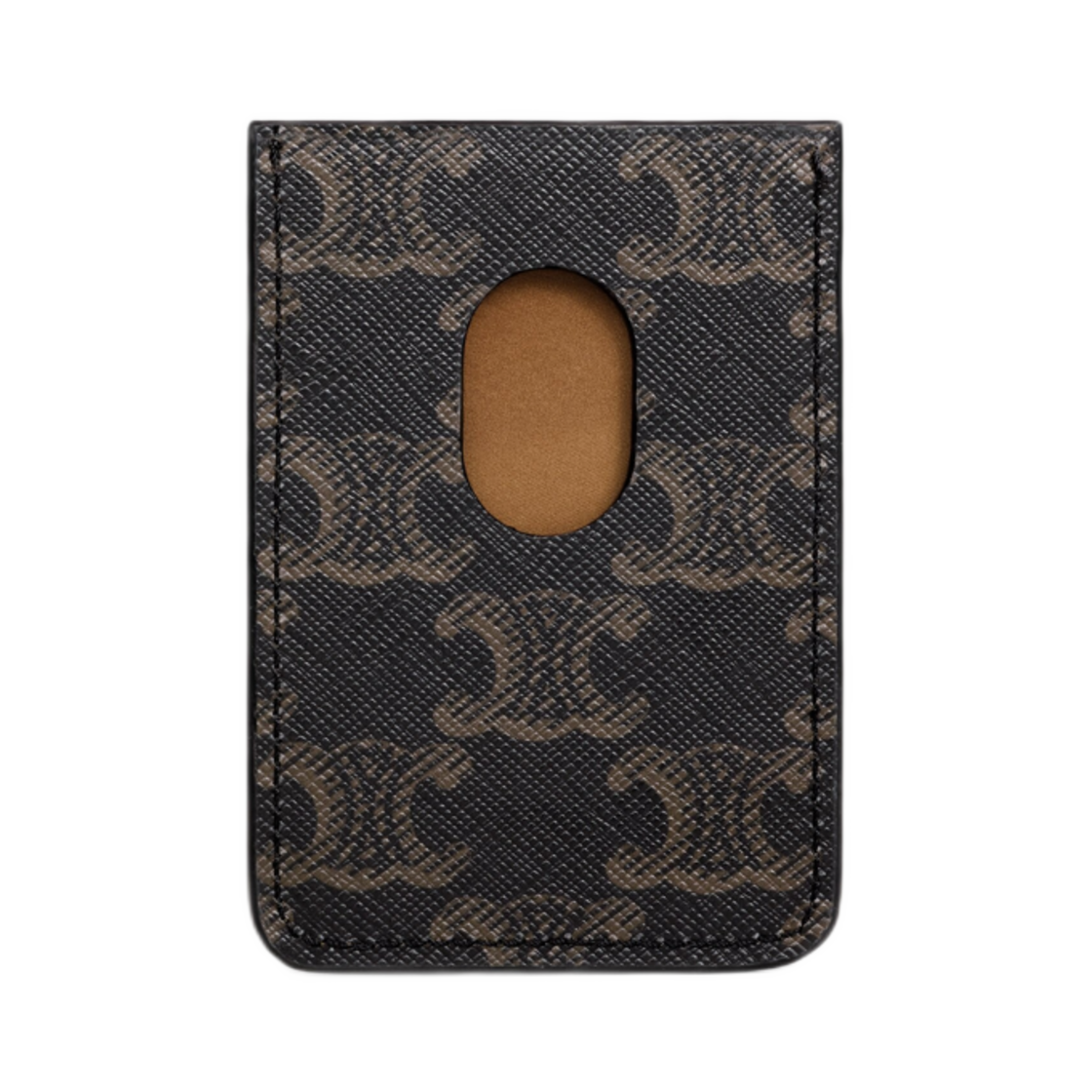 셀린느 마그넷 카드 홀더 트리옹프 캔버스 앤 카프스킨 탄(Celine Magnet Card Holder in Triomphe Canvas and Calfskin Tan) - 2