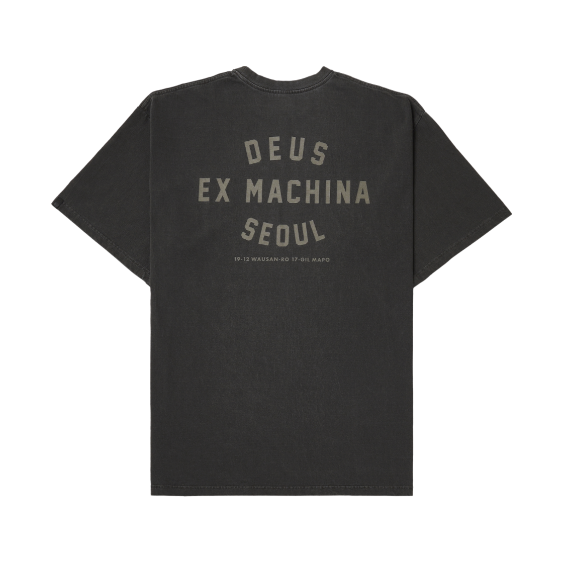 데우스 엑스 마키나 빈티지 워시드 서울 티셔츠 차콜 블랙(Deus Ex Machina Vintage Washed Seoul T-Shirt Charcoal Black)