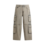 Zara Utility Cargo Jeans Grey Beige