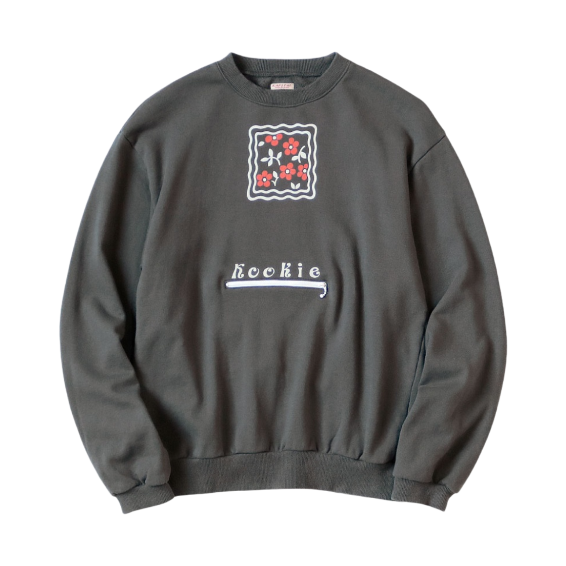 K2308LC013 Kapital 30 Fleece Cookie Pocket Crew Sweatshirt Ink Black