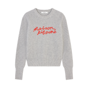 (W) Maison Kitsune Handwriting Comfort Jumper Light Grey Melange