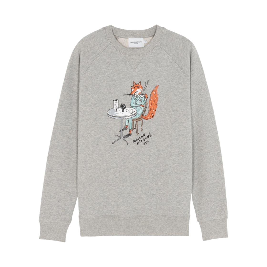 IM00347KM0001-H150 Maison Kitsune Oly Coffee Fox Classic Sweatshirt Grey Melange