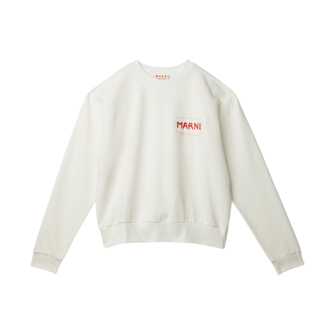 FUMU0074X1-UTC275-00W02 Marni Patch Crewneck Sweatshirt Natural White
