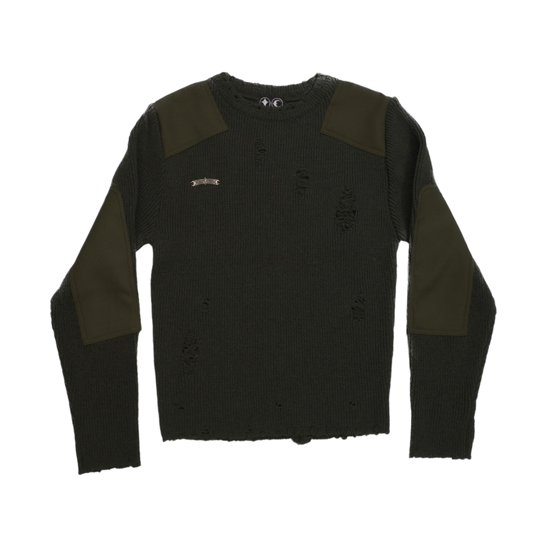 떠그 클럽 베를린 디스트로이드 패치 니트 카키(Thug Club Berlin Destroyed Patch Knit Khaki) - 1