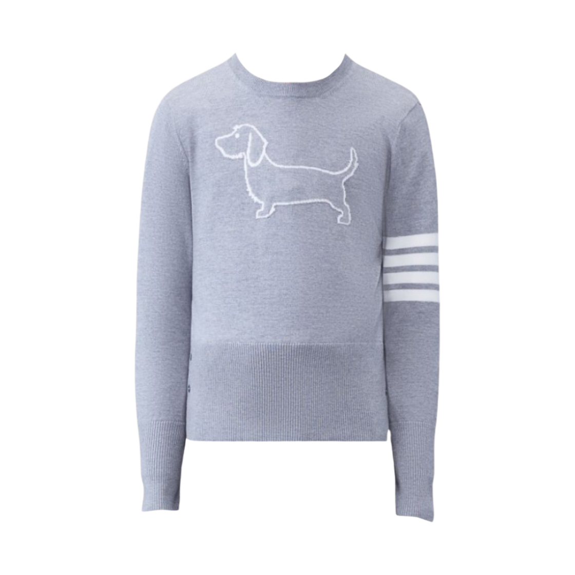 MKA486A-Y1002-055 Thom Browne Merino Hector 4-Bar Crew Neck Pullover Light Grey
