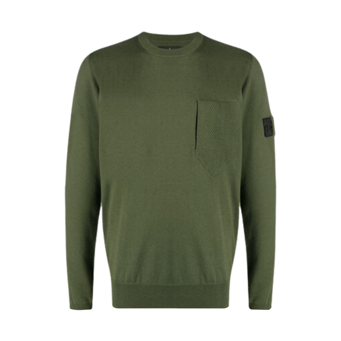 스톤 아일랜드 506A4 쉐도우 프로젝트 포켓 크루넥 니트 올리브 그린 - 21SS(Stone Island 506A4 Shadow Project Pocket Crewneck Knit Olive Green - 21SS)