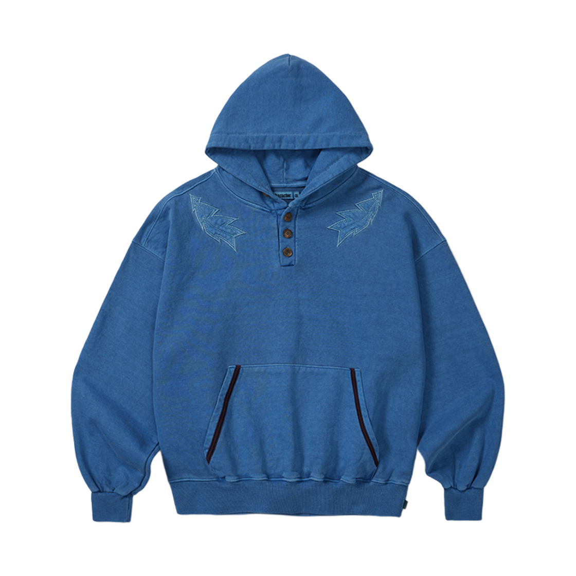 카락터 가먼트 다이드 버튼 후디 피그먼트 블루(Karactor Garment Dyed Button Hoodie Pigment Blue)