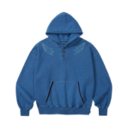 Karactor Garment Dyed Button Hoodie Pigment Blue