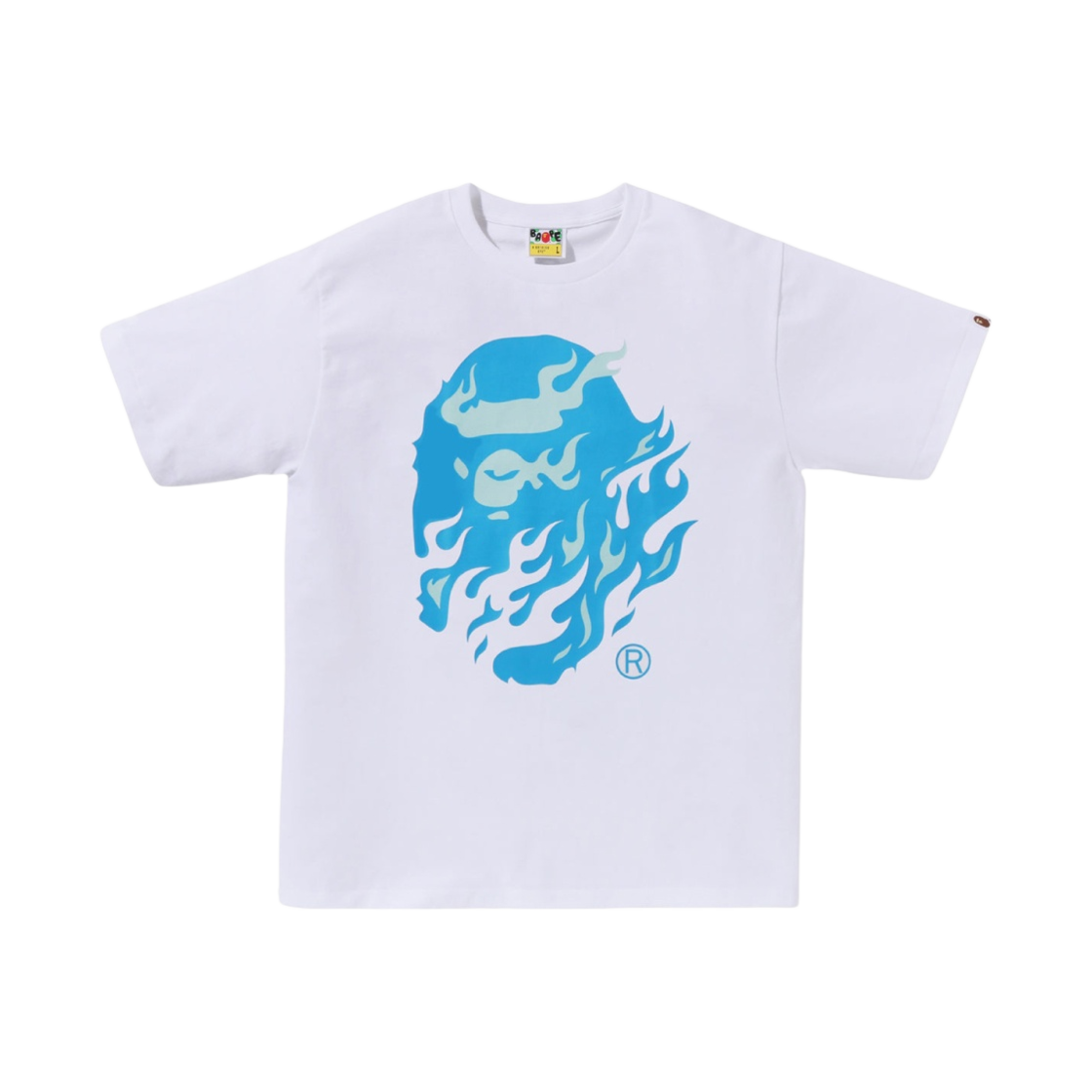 베이프 플레임 에이프 헤드 티셔츠 화이트 블루(BAPE Flame Ape Head T-Shirt White Blue) - 1