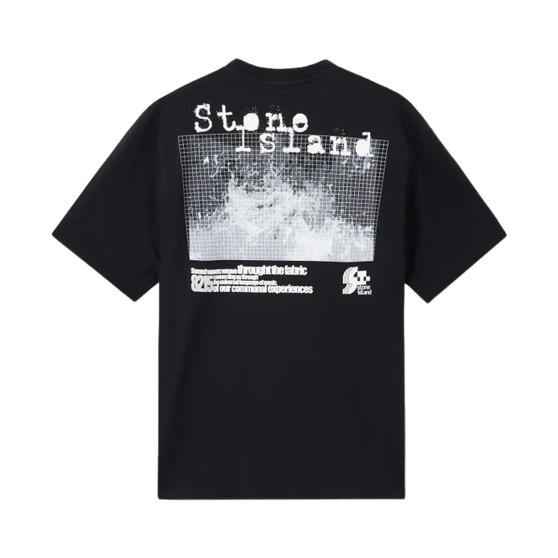 K1S1521000-16S0093-V0029 Stone Island 2100016 Combed Organic Cotton Jersey Short Sleeve T-Shirt with Grid Print Black - 25SS