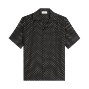 Celine Hawaiian Shirt in Printed Viscose Noir Craie