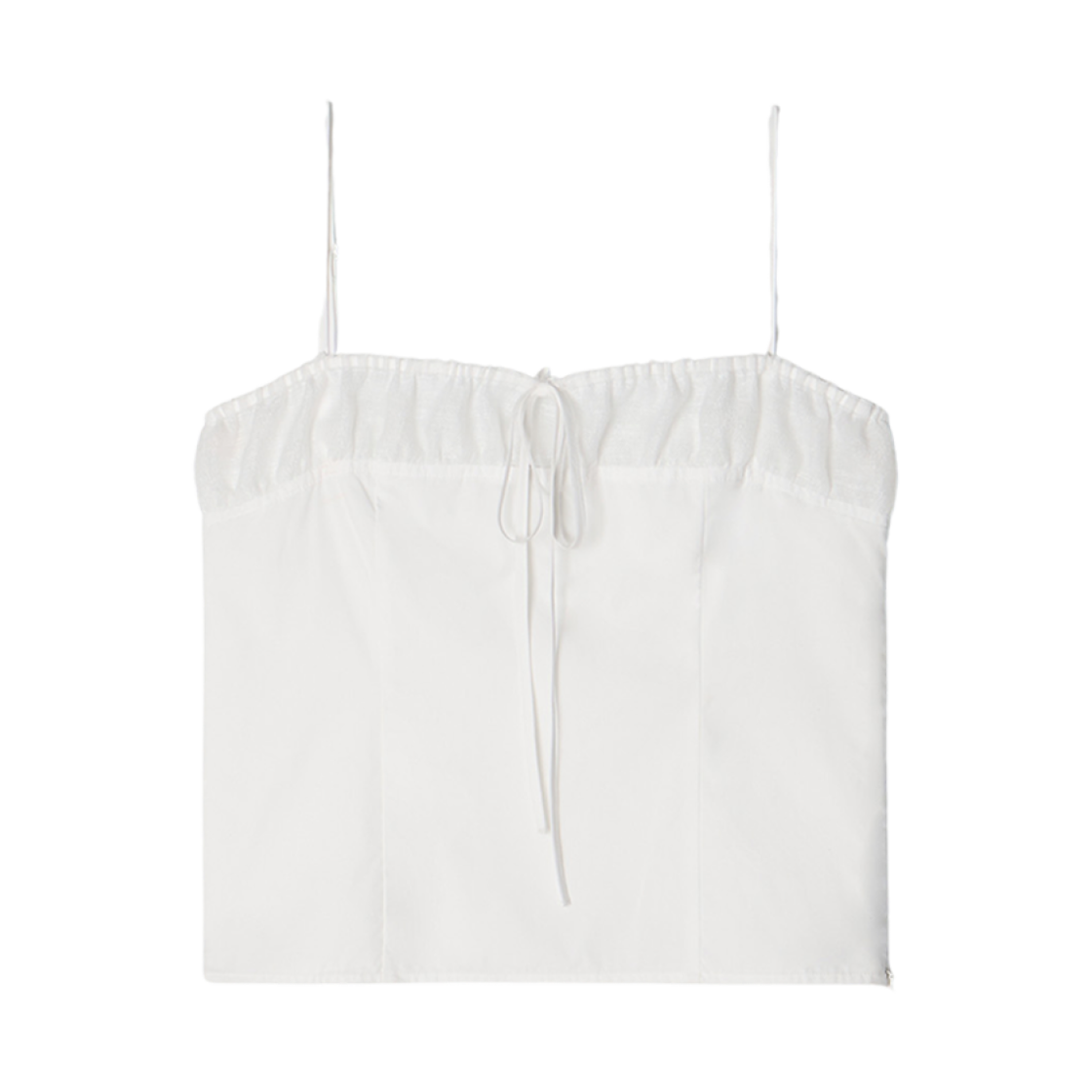 (W) 아비에무아 시어 셔링 슬리브리스 탑 화이트((W) Aviemuah Sheer Shirring Sleeveless Top White) - 1