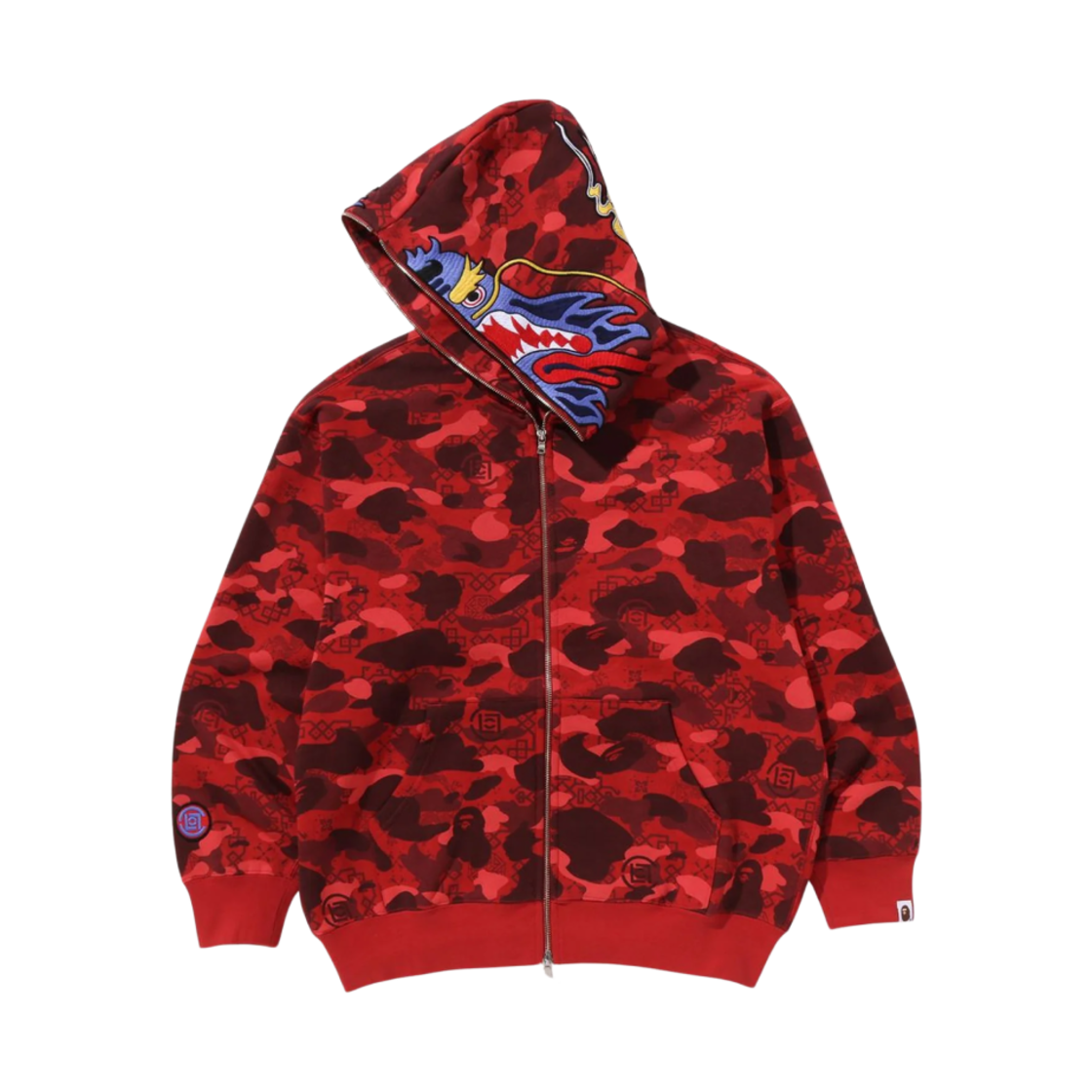 베이프 x 클랏 카모 샤크 릴렉스드 핏 풀 집 후드 레드(BAPE x Clot Camo Shark Relaxed Fit Full Zip Hoodie Red) - 2
