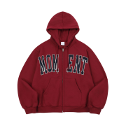 SLOW RECORD HOUSE Moment Zip-Up Hoodie Burgundy