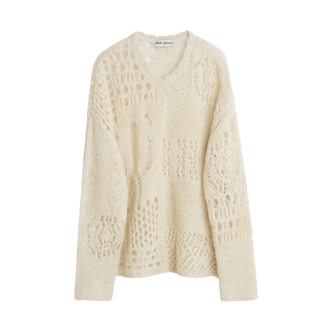 아워레가시 브이넥 크로셰 에어리 알파카 본