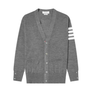 Thom Browne Sustainable Fine Merino Wool 4-Bar Classic Cardigan Medium Grey