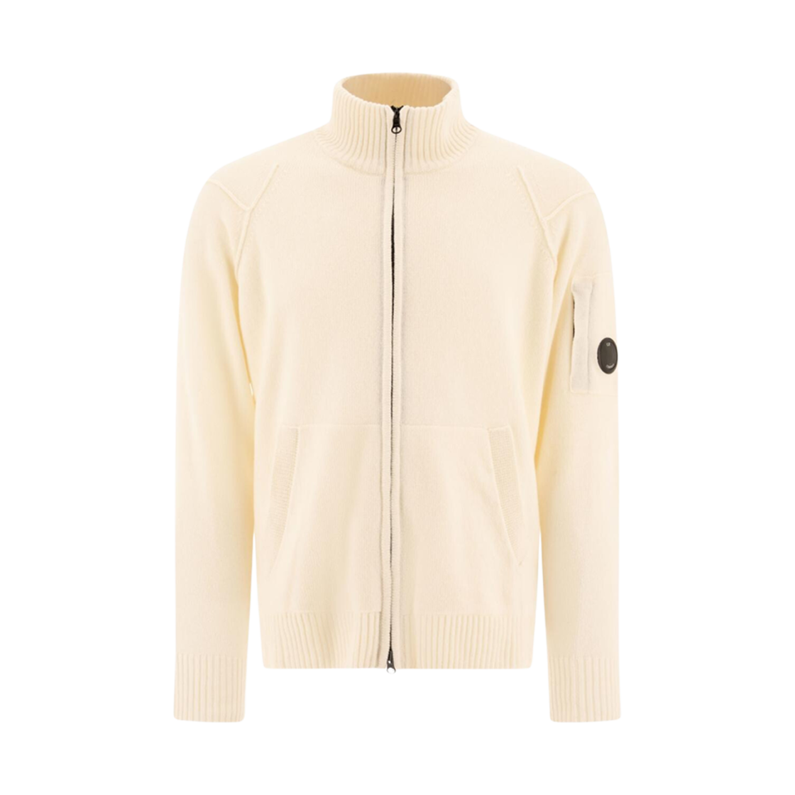 C.P. 컴퍼니 램스울 GRS 지퍼 가디건 거즈 화이트 - 24FW(C.P. Company Lambswool GRS Zipped Cardigan Gauze White - 24FW)