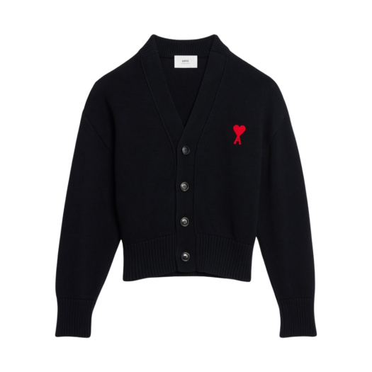 AMI de Coeur Embroidery Cardigan Black