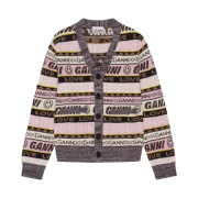 (W) Ganni Graphic Cardigan Petrified Oak