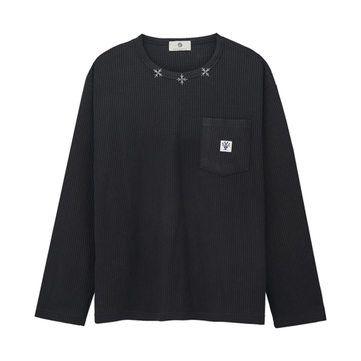 25SSLS01BK Woodman Royal Pocket Waffle Long Sleeve Black