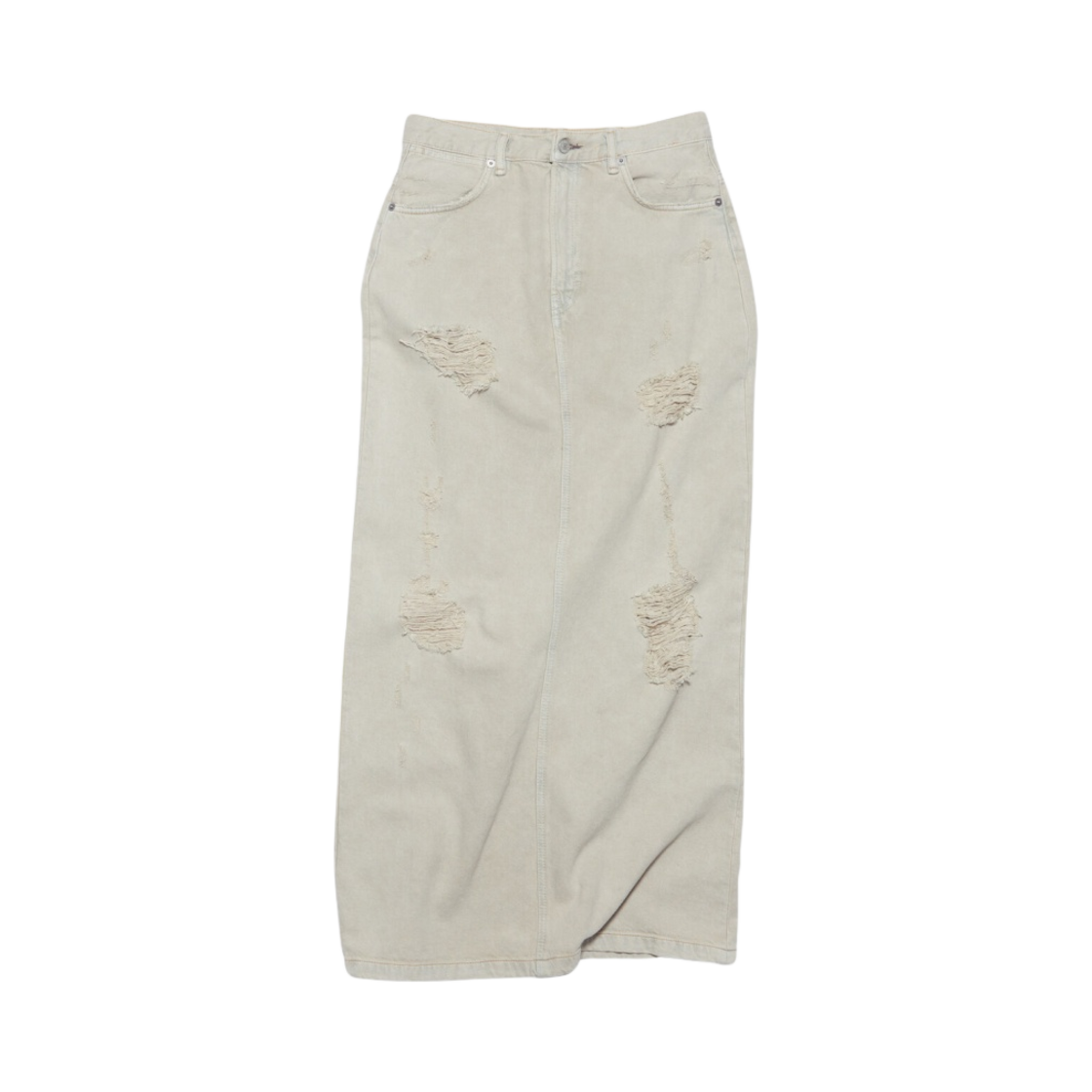 (W) 아크네 스튜디오 디스트레스드 데님 스커트 베이지 그레이((W) Acne Studios Distressed Denim Skirt Beige Grey) - 1