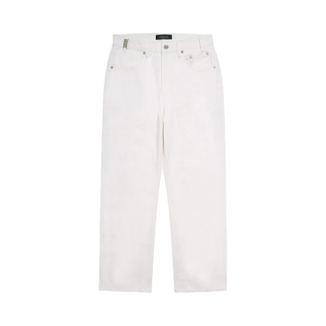 2502MDPWH STU Embo Stripe Denim Pants White