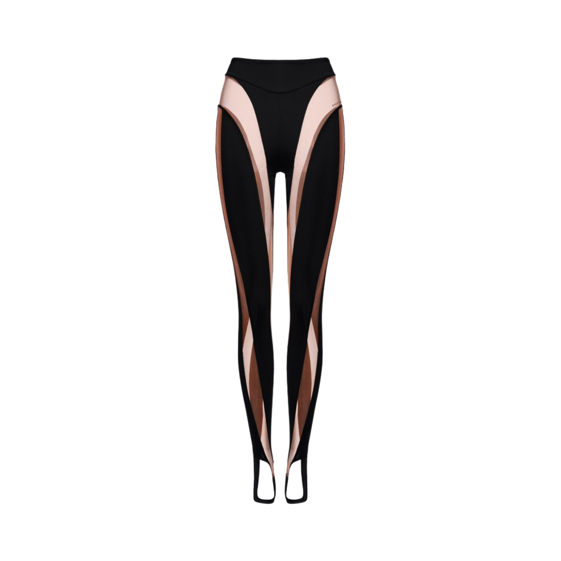 1151362003 (W) H&M x Mugler Mesh Panel Stirrup Leggings Dark Brown