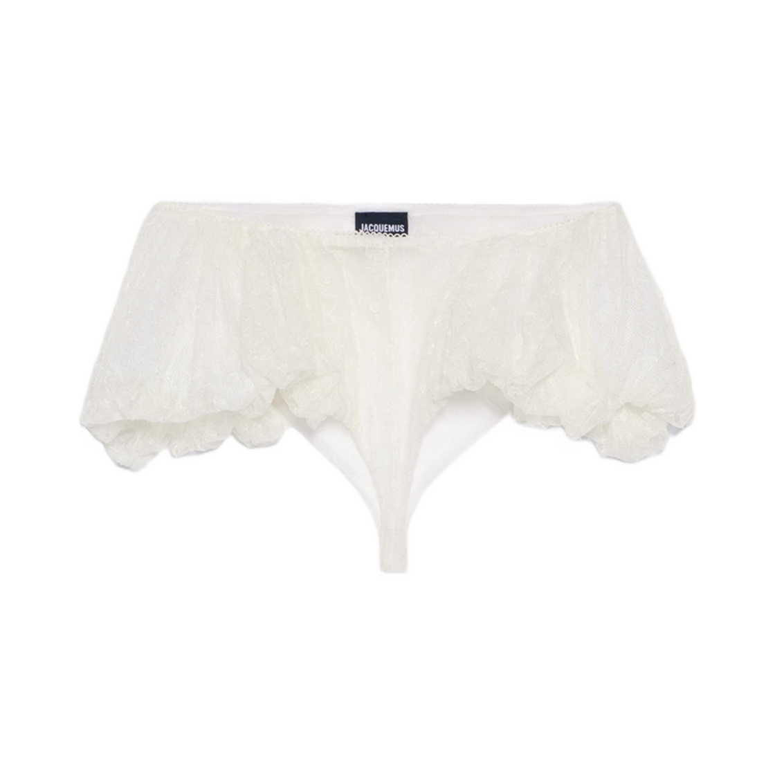 233PA062-1480-100 (W) Jacquemus Le Short Chouchou Embroidered Puffy Shorts White