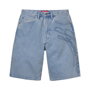 Supreme Script Baggy Denim Short Washed Indigo - 24SS